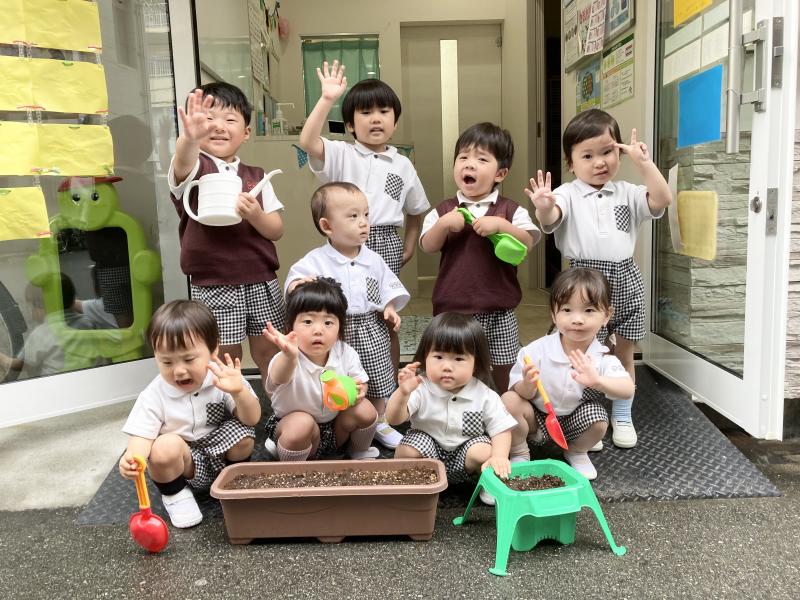 種まきをしました！《大阪市西区,新町にある幼児教育一体型保育園HUGアカデミー、一時預かり、一時保育》